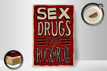 Panneau en bois disant 20x30cm Drogues sexuelles Rock n Roll 2