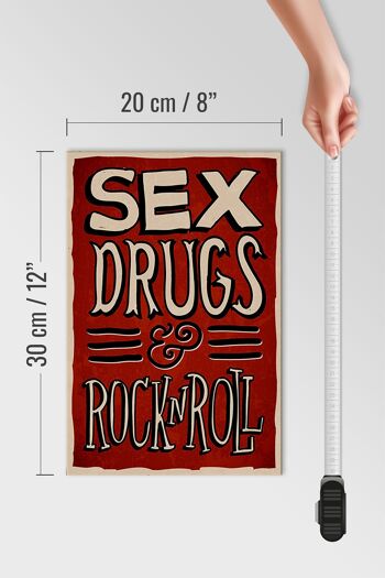 Panneau en bois disant 20x30cm Drogues sexuelles Rock n Roll 4