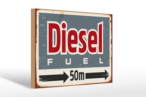 Holzschild Retro 30x20cm Diesel fuel 50