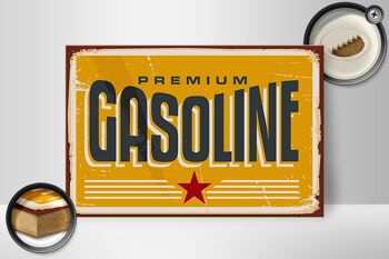 Panneau en bois rétro 30x20cm Premum Gasoline station-service essence 2