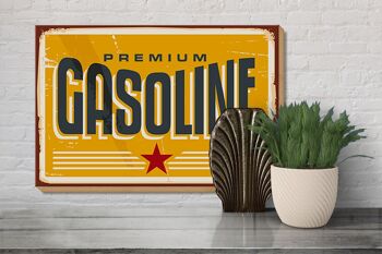 Panneau en bois rétro 30x20cm Premum Gasoline station-service essence 3