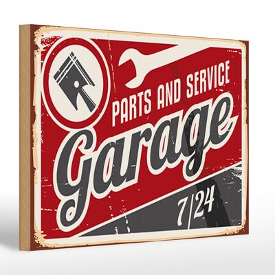 Holzschild Retro 30x20cm Garage parts service Auto Teile