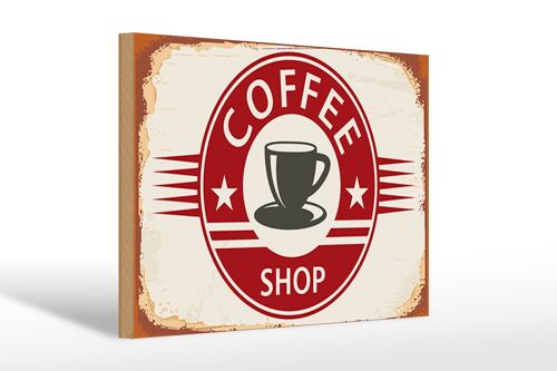 Holzschild Retro 30x20cm Coffee Shop Kaffee Tasse