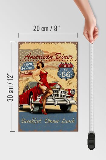 Panneau en bois rétro 20x30cm Pinup American Diner Breakfast 4