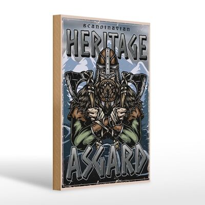 Cartello in legno vichingo 20x30 cm Heritage Asgard scandinavo