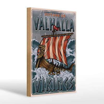 Wooden sign ship 20x30cm Valhalla Vikings