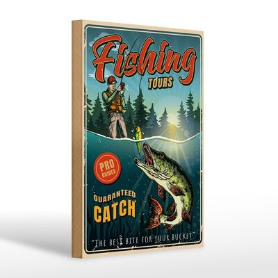 Cartel de madera pesca 20x30cm Fishing Tours