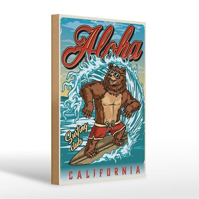 Cartello in legno surf 20x30 cm Aloha California sport estivi