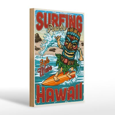 Cartello in legno Surf 20x30 cm Paradise Hawaii Summer Sport