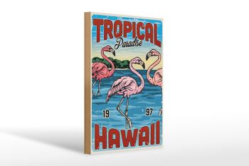 Panneau en bois rétro 20x30cm Paradis Tropical Hawaï 1
