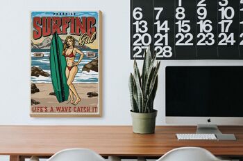 Panneau en bois Pinup 20x30cm Surf Girl Paradise Summer 3