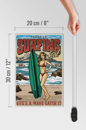 Panneau en bois Pinup 20x30cm Surf Girl Paradise Summer 4