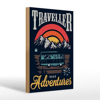 Holzschild Camping 20x30cm Traveller Adventure Abenteuer