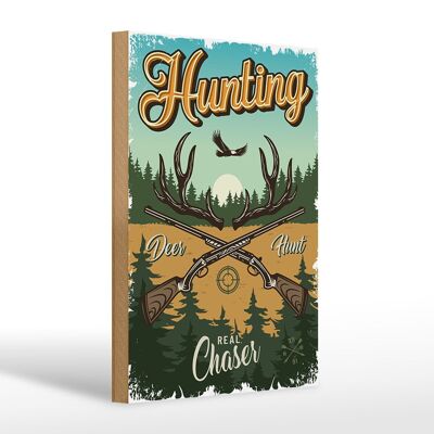 Cartel de madera caza 20x30cm Caza ciervo caza aventura