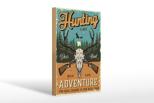 Holzschild Retro 20x30cm Hunting Time Adventure Abenteuer