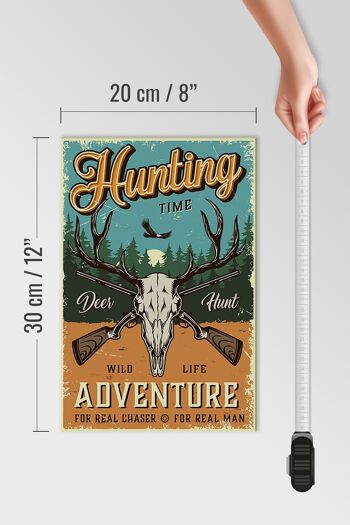 Panneau en bois rétro 20x30cm Hunting Time Adventure 4