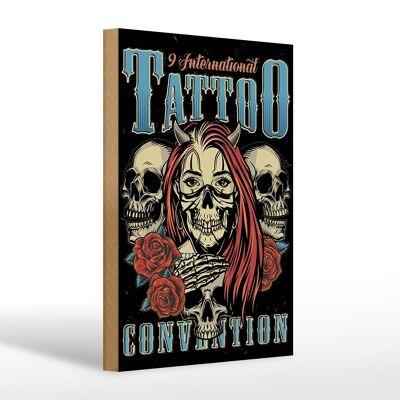 Letrero de madera tatuaje 20x30cm International Tatoo