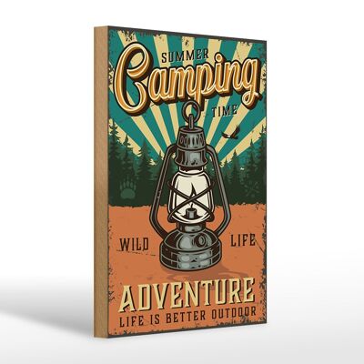 Cartello in legno retrò 20x30 cm Summer Camping Time Adventure