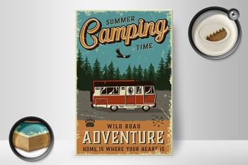 Panneau en bois rétro 20x30cm Summer Camping Time camping car 2