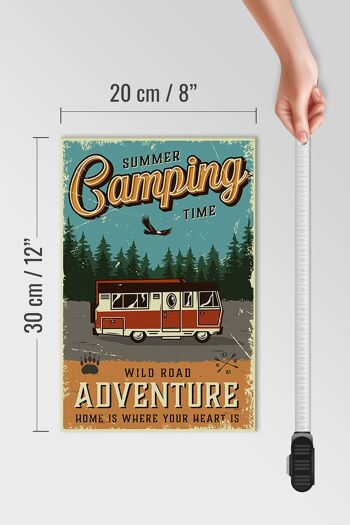 Panneau en bois rétro 20x30cm Summer Camping Time camping car 4