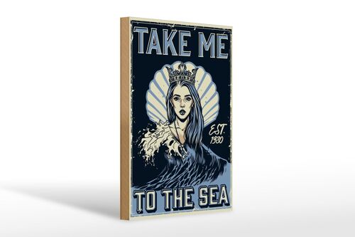 Holzschild Pinup 20x30cm Take me to the sea