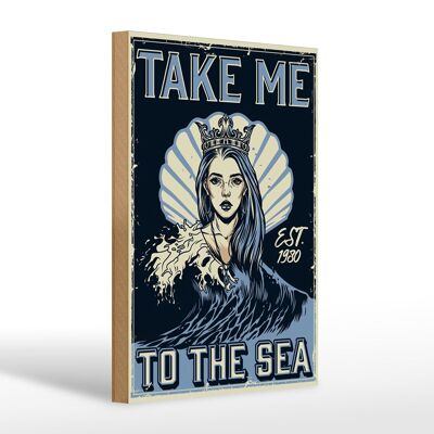 Holzschild Pinup 20x30cm Take me to the sea