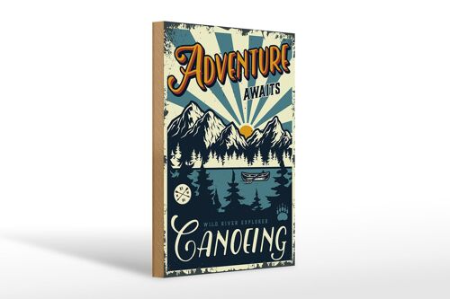 Holzschild Kanu 20x30cm Adventure awaits Ganoeing Sport