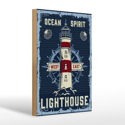 Holzschild Seefahrt 20x30cm Ocean spirit lighthouse