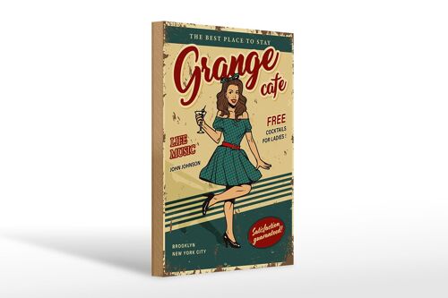 Holzschild Retro 20x30cm Pinup Grange cafe life music