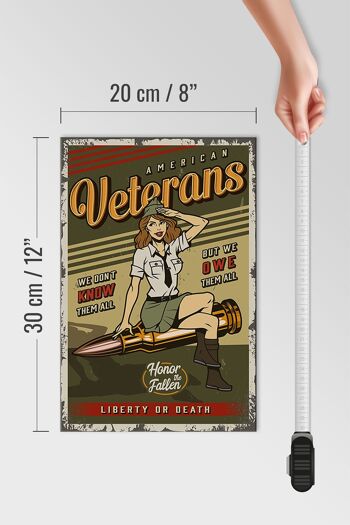 Panneau en bois rétro 20x30cm Pinup American Veterans Liberty 4