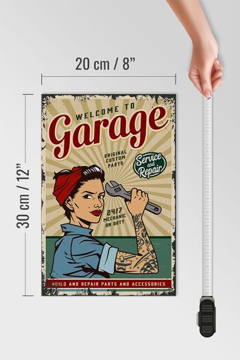 Panneau en bois rétro 20x30cm Pinup bienvenue Service garage 24h/24 et 7j/7 4