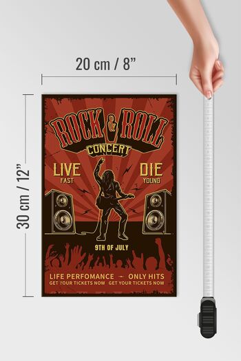Panneau en bois rétro 20x30cm Rock&Roll Concert live 9 juillet 4