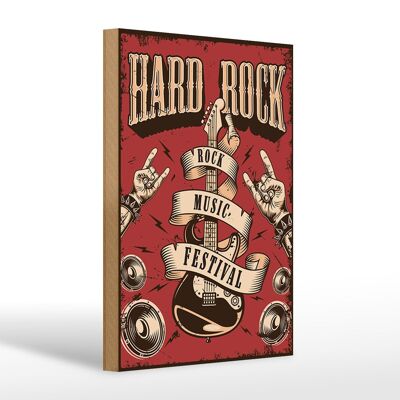 Cartel de madera retro 20x30cm festival de música hard rock