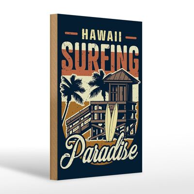 Cartel de madera Hawaii 20x30cm Surfing Paradise