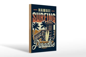 Panneau en bois Hawaï 20x30cm Surfing Paradise 1