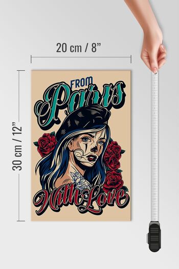 Panneau en bois Pinup 20x30cm Tatouage de Paris avec amour 4