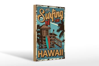 Panneau en bois Hawaii 20x30cm c'est l'heure du surf 1