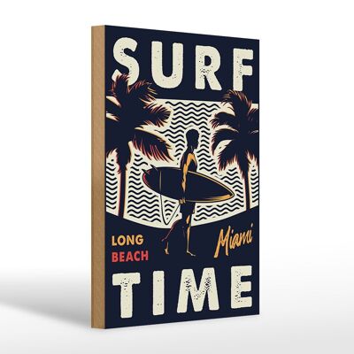 Cartello in legno Miami 20x30 cm Surf time long beach