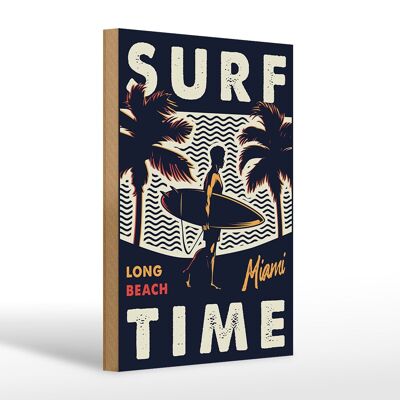 Holzschild Miami 20x30cm Surf time long beach