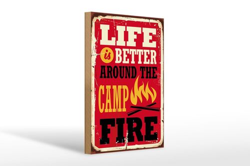 Holzschild Retro 30x20cm life better camp fire Camping