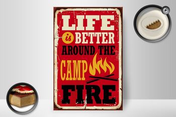 Panneau en bois rétro 30x20cm life better feu de camp camping 2