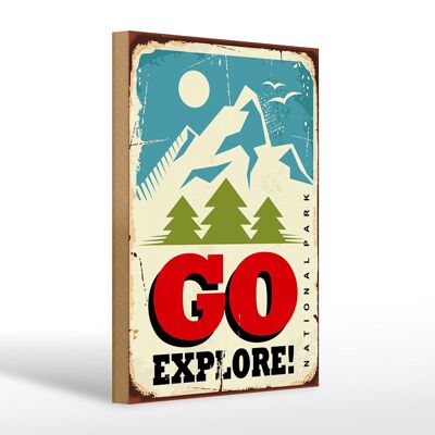 Cartel de madera retro 20x30cm Parque Nacional go explore