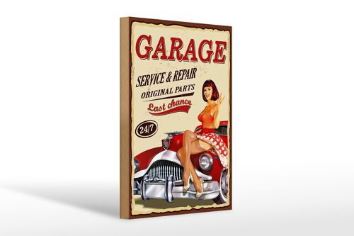 Holzschild Pinup 20x30cm Retro Garage service repair 24/7