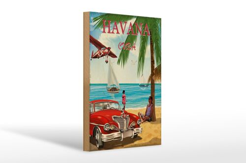 Holzschild Havana 20x30cm Cuba Retro Urlaub Palmen