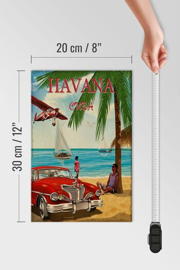 Panneau en bois La Havane 20x30cm Cuba rétro vacances palmiers 4