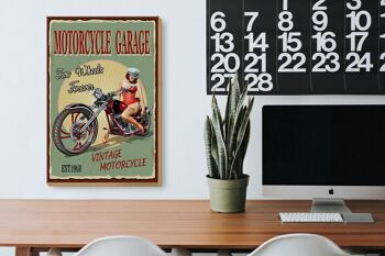 Panneau en bois Pinup 20x30cm Rétro Moto Garage Vintage 3