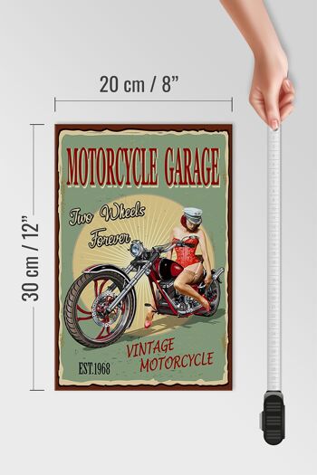 Panneau en bois Pinup 20x30cm Rétro Moto Garage Vintage 4