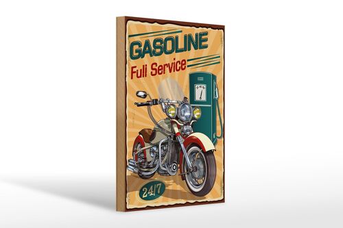 Holzschild Retro 20x30cm Gasoline fuli service 24/7