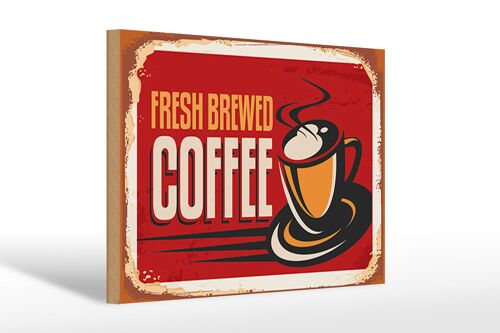 Holzschild Kaffee 30x20cm Retro Kaffee fresh brewed