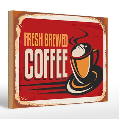 Holzschild Kaffee 30x20cm Retro Kaffee fresh brewed